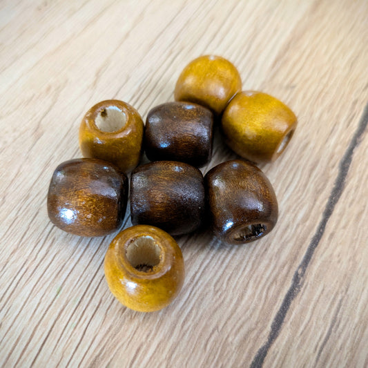 Wooden beads for dreadlocks, natural